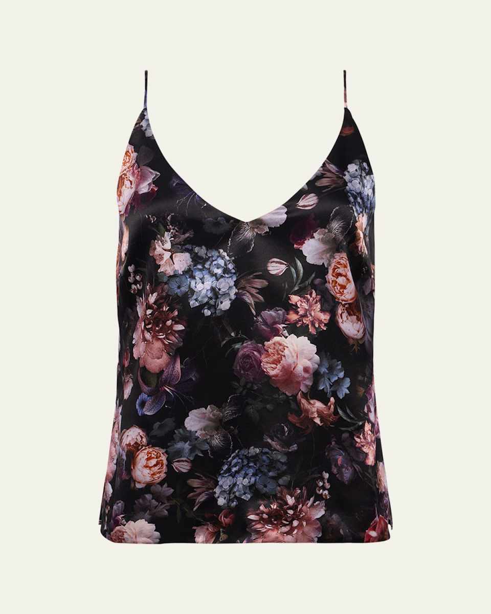 Gabriella V-Neck Floral Silk Tank Top